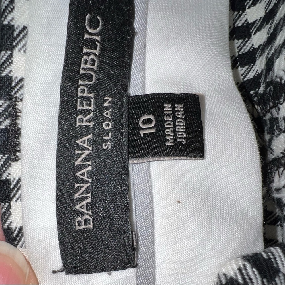 Banana Republic Sloan Houndstooth Ankle Pants Size 10 Workwear Chic Black White - Picture 11 of 16